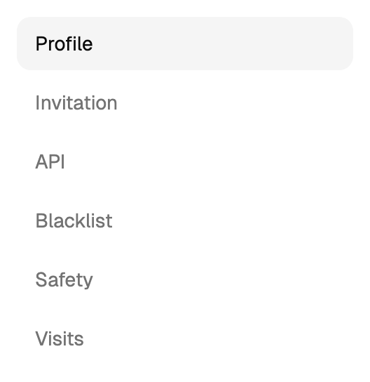Settings tabs